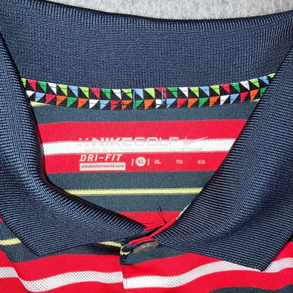 Nike Golf Dri Fit Polo Shirt Men XL Stripe Collared Short Sleeve‎ Casual Sporty